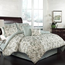 WAVERLY Felicite Modern Farmhouse Floral 6-Piece Comforter Set, King, Mineral - £40.10 GBP