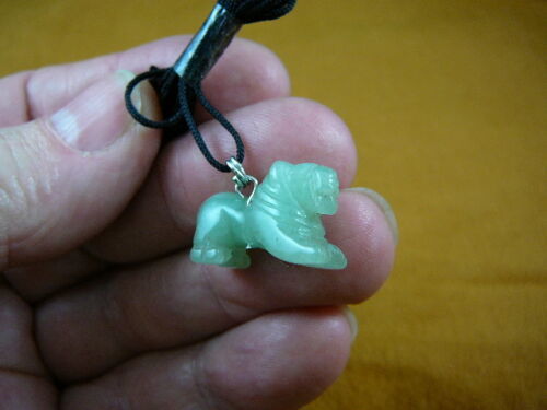 (an-lion-7) LION GREEN carving Pendant NECKLACE FIGURINE WILD CAT - $7.70