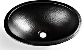 Monarch Abode 19103 Matte Black Hand Hammered Oval Drop-In Bathroom Sink Is 17 - £58.96 GBP