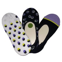 Kate Spade No Show Liner Socks Purple White 3 Pairs Polka Dot Floral Size 4-10 - £15.08 GBP