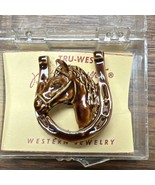 LG Vintage Horse Head Horse Shoe Pin Brooch Western jewelry Rockmount Ra... - $950.18 MXN
