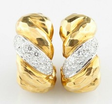 Magnifique 18k or Jaune Et Platine 1.50 CT Diamant Huggie avec Clip Orei... - $3,601.82