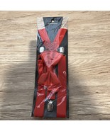 Bow Tie &amp; Suspenders Adjustable Derby Wedding Costume Clip Closure Red NEW - $23.05 CAD
