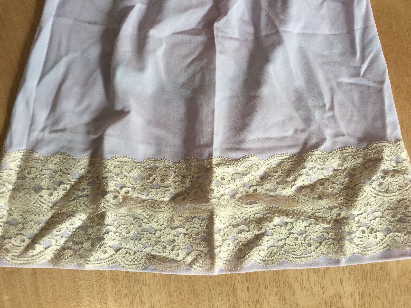 Primary image for S/XS 50's Lilac Nylon 5" Ivory Lace Detail 19" Length Vtg Half-Slip CD Petite