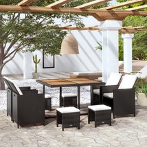  Outdoor Furniture Set Black PE Rattan Large Removable Covers - $625.99