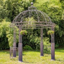 12.5ft. Tall Ornate Round Iron Garden Gazebo Medillín 1972&quot; (Antique White) - £5,598.33 GBP