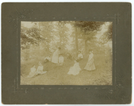 Circa 1890&#39;S Rare Cabinet Card Depicting Victorian Men &amp; Women Relaxing Forest - £13.12 GBP