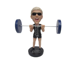 Custom Bobblehead Female Weightlifter Putting Extra Effort To Complete The Lift  - £71.14 GBP