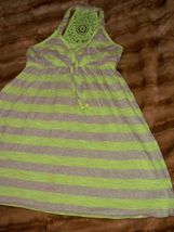 Girls Size 12 Justice Green &amp; Gray Striped Dress - £8.76 GBP