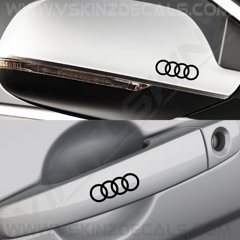 Audi Rings Logo Premium Mirror / Handle Decals Kit Stickers TT RS S-line Quattro