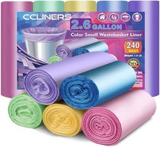 2.6 Gallon Garbage Bag CCLINERS Small Trash Bags (240 count, 5 colors) - £15.97 GBP