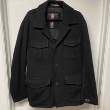 Victorinox Swiss Army Textured Black Wool Button Front Coat Mens Size Small - £42.63 GBP