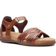 Clarks Collection Roseville Cove Leather Sandals Tan 10 New Cork Sole - £42.61 GBP