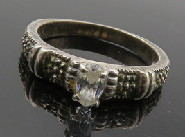 JUDITH JACK 925 Silver -  Vintage Topaz &amp; Marcasite Band Ring Sz 5 - RG14330 - $48.36