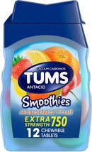 TUMS Smoothies Extra Strength Antacid Chewable Tablets for Heartburn Relief, Ass - £8.78 GBP