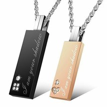 Uhibros His and Hers Matching Set Titanium Plated Couple Pendant Necklace Box - £12.73 GBP