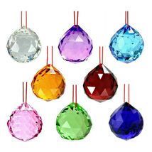 8 MIXED COLOR FENG SHUI CRYSTALS 40mm Hanging Faceted Rainbow Prism Sun ... - $18.95