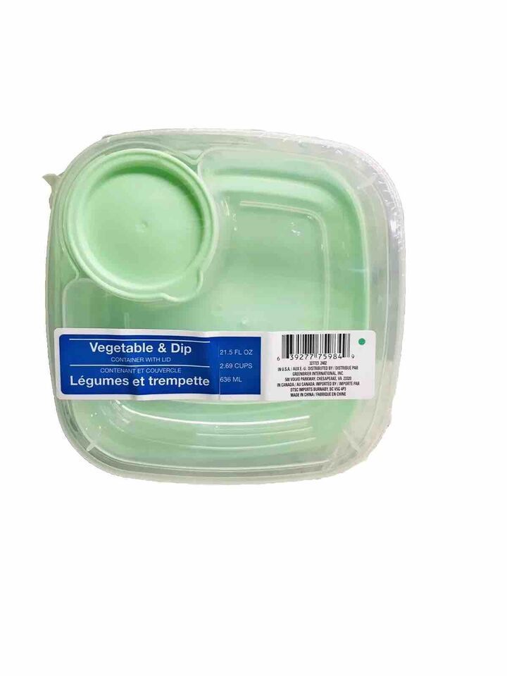 Salad & Dressing Chip & Dip Container W Lid 21.5 Fl Oz 1/Pk-Green
