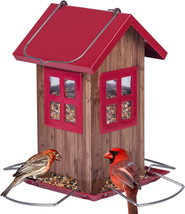 Kingsyard Cute Bird House Feeders for Outside, Hanging Metal Bird Feeder with 4  - £19.30 GBP