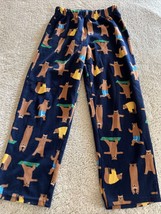Carters Boys Navy Blue Brown Grizzly Bears Yoga Fleece Pajama Pants 7 - $6.37