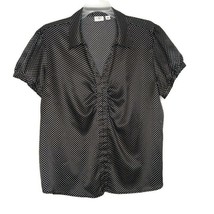 Cato Womens Blouse Size 22/24W Short Sleeve Hidden Front Black Polka Dot - $13.97