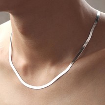 Babyllnt 925 Silver Necklace 4mm Snake Chain Men &amp; Women Couple Blade Chain - £11.79 GBP+