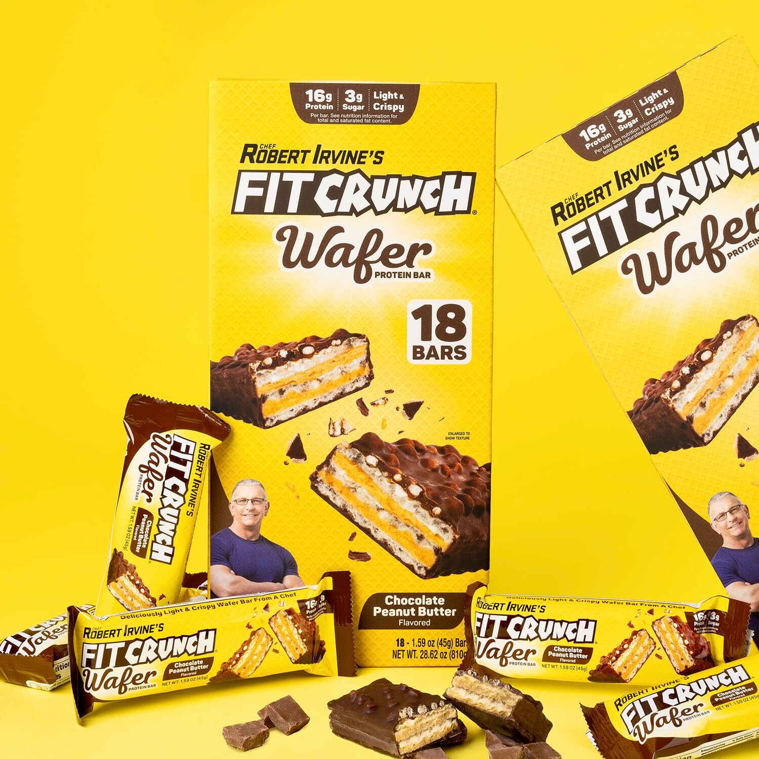 FITCRUNCH Wafer Protein Bars, 16g of Protein & 3g of Sugar (18 Bars, Chocolate P Item image 15