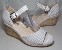 LifeStride Size 9 M GO FOR IT Neutral Gingham Heeled Sandals New Women&#39;s Shoes - £84.56 GBP