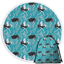 Pattern of Feathers and Ostrich Round Beach Towel - $14.90+