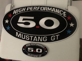 FORD MUSTANG GT 5.0 (2) SEW/IRON ON PATCH EMBROIDERED 12”x6.5 &amp; 2x4 RACING - $30.00
