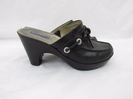 Sperry Top Sider Womens Shoes Loafer Clog Heels Black Leather Bow Size 7 M - £15.32 GBP