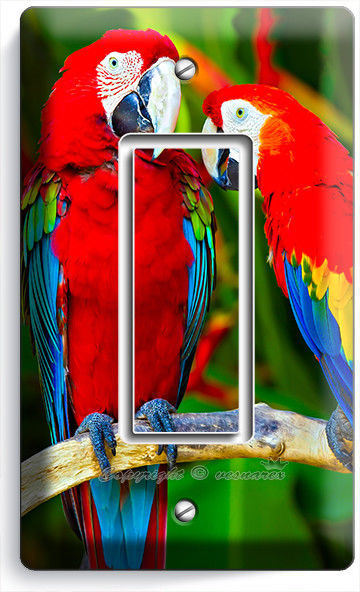 TROPICAL MACAW PARROTS 1 GANG GFCI LIGHT SWITCH WALL PLATE COVER HOME ROOM DECOR