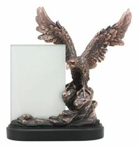 Bald Eagle Perching On Cliff Rock Picture Frame Bronze Electroplated Figurine - £59.93 GBP