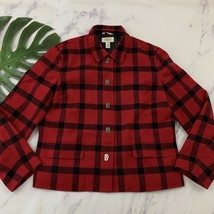 Talbots Vintage 90s Plaid Jacket Size 14 Red Black Wool Blend Toggle Aca... - $36.62