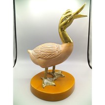 Vintage Farmhouse Decor, Vintage Walker Duck, Wooden and Brass Statue on... - £95.84 GBP