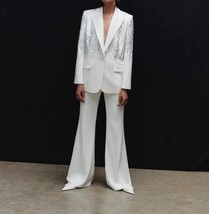 Elegant Sequin Long Sleeve Suit and Pants Set - $109.81