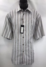 Bassiri Men&#39;s Casual Button-Front Shirt Brown Gray 100% Microfiber Sizes... - $49.99