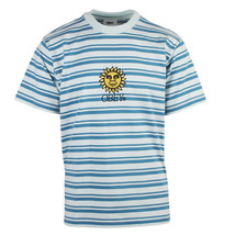 OBEY Men&#39;s Cucumber Blue Sunrise Striped S/S T-Shirt - £10.09 GBP