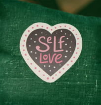 Self Love Spell Out Heart Black Pink Polka Dot Sticker - £2.35 GBP
