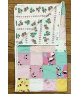 Vintage Reversible Baby Crib Quilt Blanket with Teddy Bears Handmade 30&quot;... - $55.44 CAD