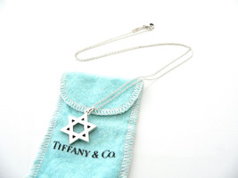 Tiffany &amp; Co Star of David Necklace 18 Inch Long Chain Silver Gift Pouch... - £397.15 GBP