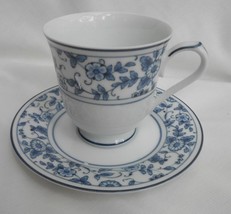 4 Noritake Arcadia 2604 Blue White Floral Coffee Cup Saucers Sets Rare - £21.35 GBP