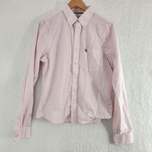 Abercrombie &amp; Fitch Muscle Button Down Pink White Plaid Dress Shirt Large - $17.82