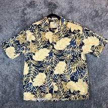 Bamboo Cay Hawaiian Shirt Mens L Leaf Print Cotton Sateen Resortwear Vac... - £15.56 GBP