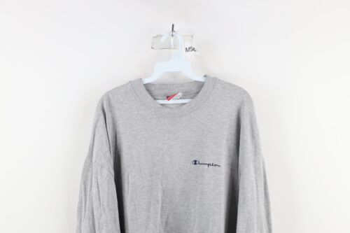 Vintage 90s Champion Mens 2XL Distressed Spell Out Long Sleeve T-Shirt Gray Item image 2
