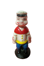 Antique Popeye The Sailor Man Cast Iron Dime Bank Figurine Patina 5&quot; Tall  - £59.13 GBP