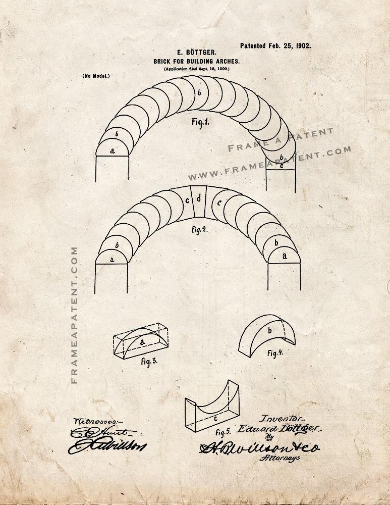 Brick for Building Arches Patent Print - Old Look - $7.95 - $40.95