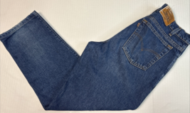 Levis Two Horse Brand Jeans 34x32 Blue Denim Leather Logo Made In USA Vn... - $691.87 MXN
