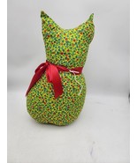 Vtg Door Stop Weighted Handmade Cat Pillow Yellow W Floral Design And Re... - $562.22 MXN