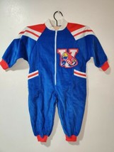 Vintage Baby Togs 2T Corduroy One Piece Jumpsuit Romper Red Blue Football - £15.95 GBP